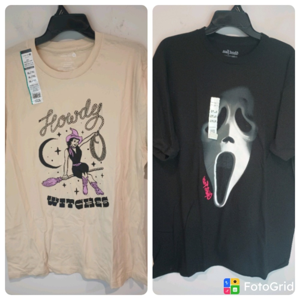 Halloween Shirt Lot 2 NWT Ghost Face Bioworld Howdy Witches Celebrate It XL Tee
